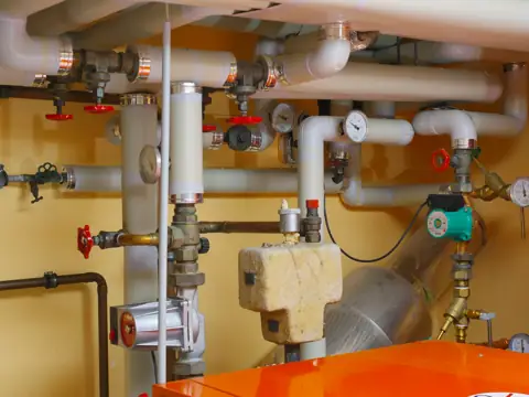 Boiler room piping and valves